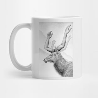 HANDsome Deer Graphite Pencil Drawing Mug